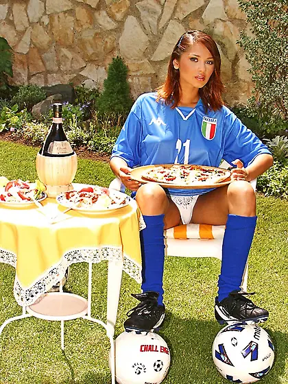 Lenka Gaborova drops down her sexy blue dress and shows her tits