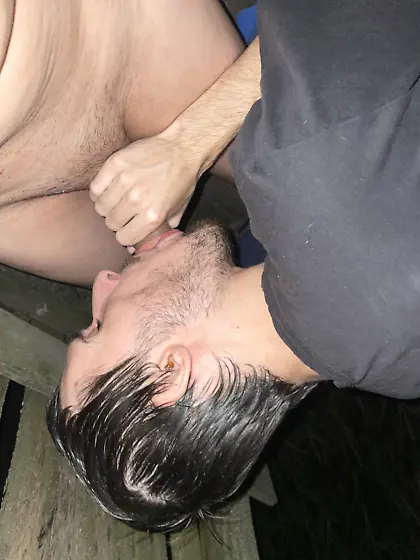 Twink dick sucking daddy in public