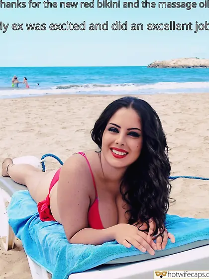 Hotwife Maria in Red Bikini With Her Ex