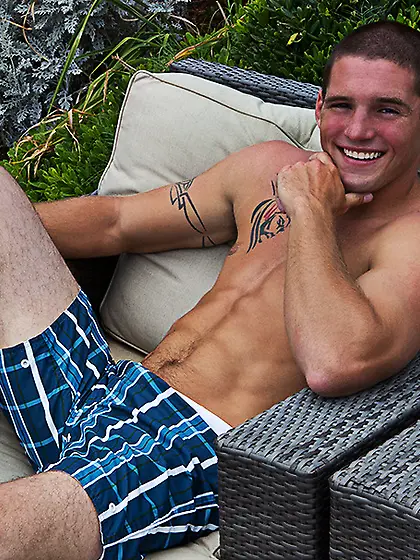 Teen guy posing pool