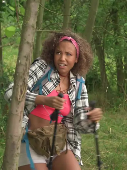 Curly-haired cutie Romy Indy gets fucked in a tent