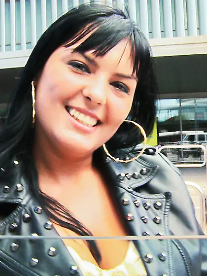 Divine brunette black leather