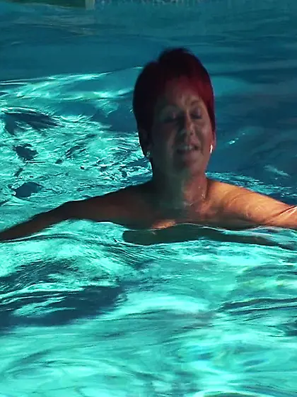 Naked swim in the pool