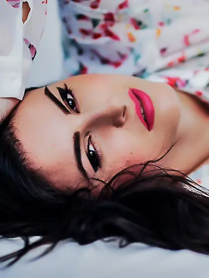 White girl black hair