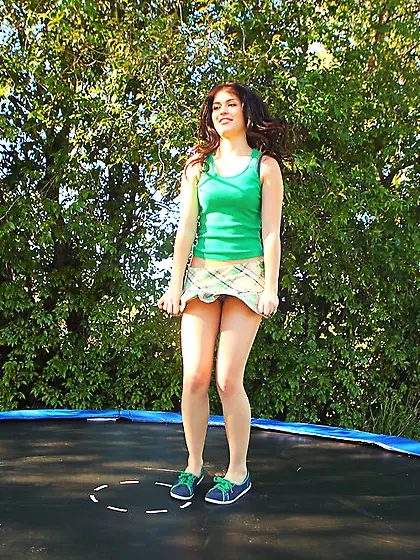 Ashlyn Rae takes her mini skirt outdoors and then blows her love