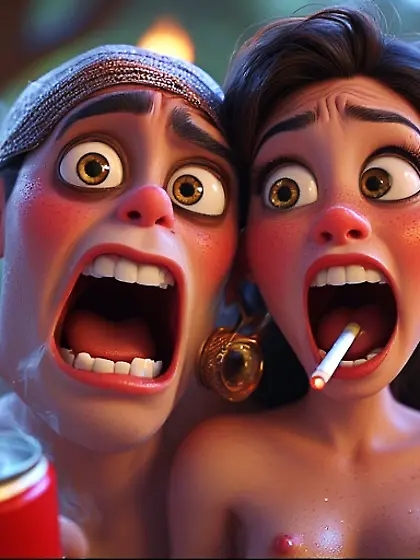 Sexy Woman + Lit Cig + Nude Man + Gasoline = ?