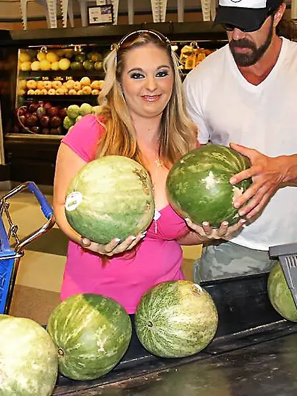 BBW-like thick blonde gets banged from behind while half-naked