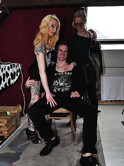 Horny ladies doing what they do when they see a great cock