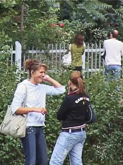 Brunette babe blouse torn