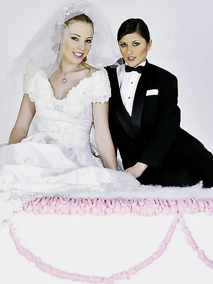 Art photos of Charisma Cole and Felix Vicious posing as a bride