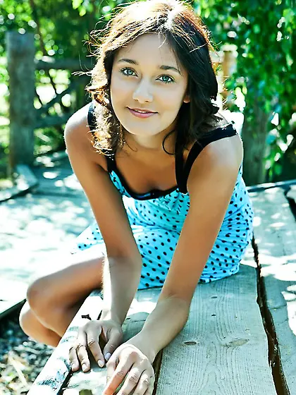 Horny brunette teen Chandra A shamelessly showing nude tits and