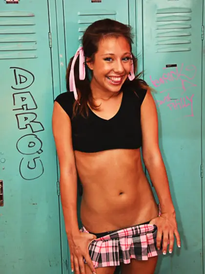 Naughty school babe pigtails