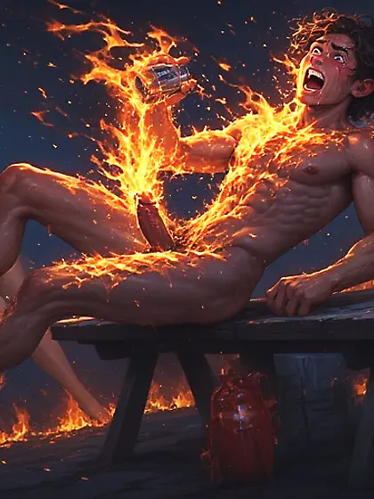 Sexy Woman + Lit Cig + Nude Man + Gasoline = ?