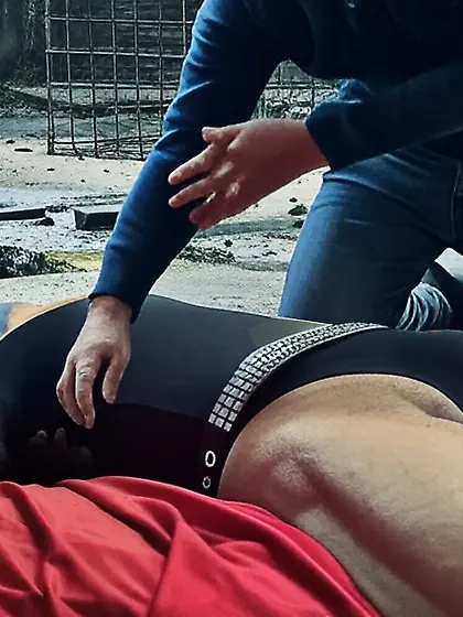 Black Superhero captured in netting. KO and fondle