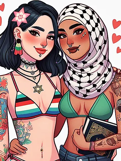 Blasphemy Lesbians Muslim Kafir Israel with Islam