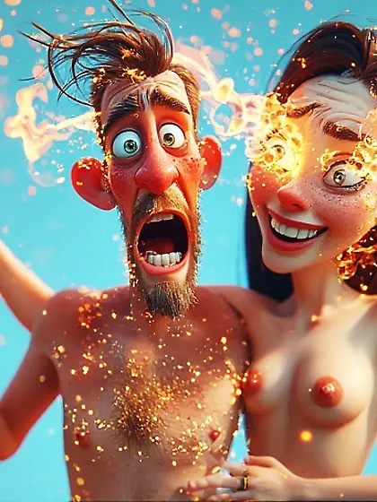 Sexy Woman + Lit Cig + Nude Man + Gasoline = ?