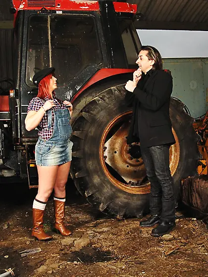 Horny farm girl wearing