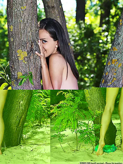 Nude brunette with perky tits Helen H shows her tight pussy from