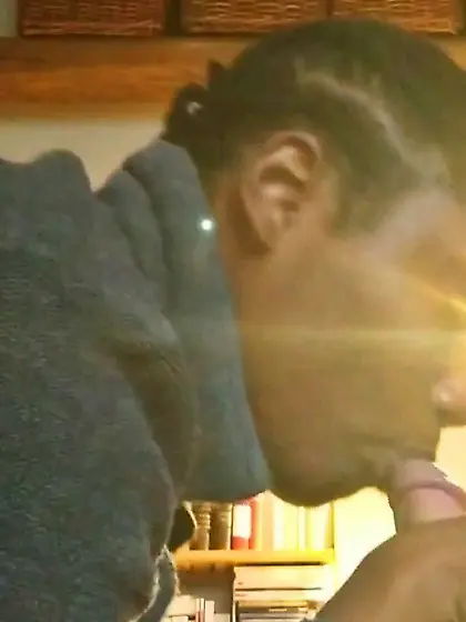 Nigger JO kissing ex old white cock