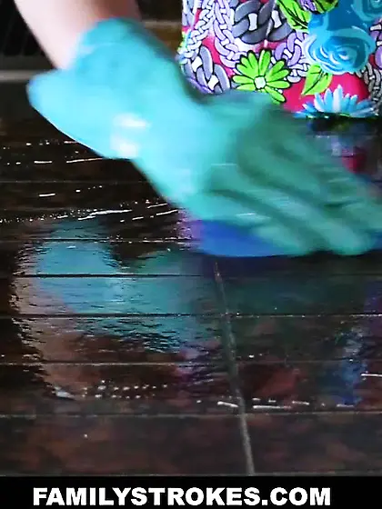 Cute long-haired blondie drilling