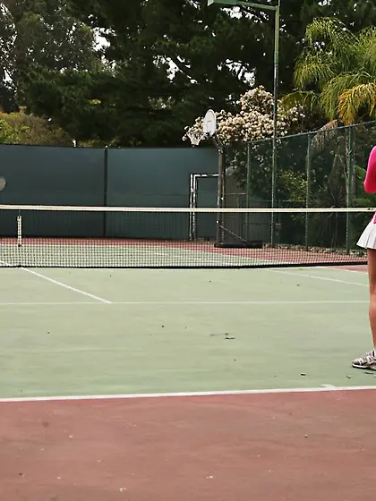 Audrey Hollander takes her slutty mini skirt off outdoors and bl