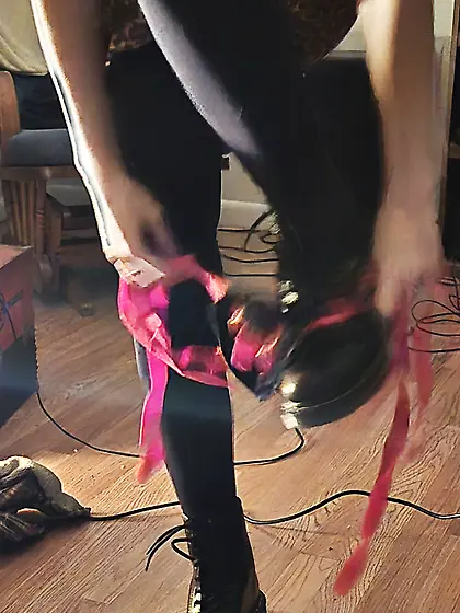 Sissy ride dildo in front of wife and cums on feet