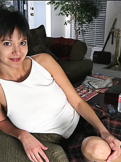 Big titted brunette Suzanne Martinez in white panties and socks