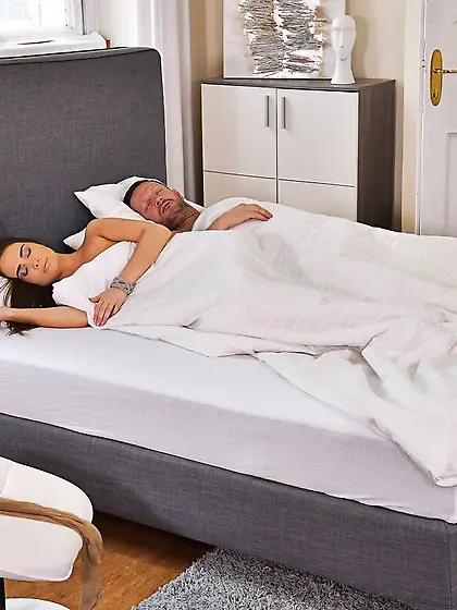 Naked czech teen sucks dick in the bedroom