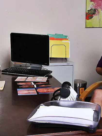 Brunette teases doctor with big tits and then gets banged in his