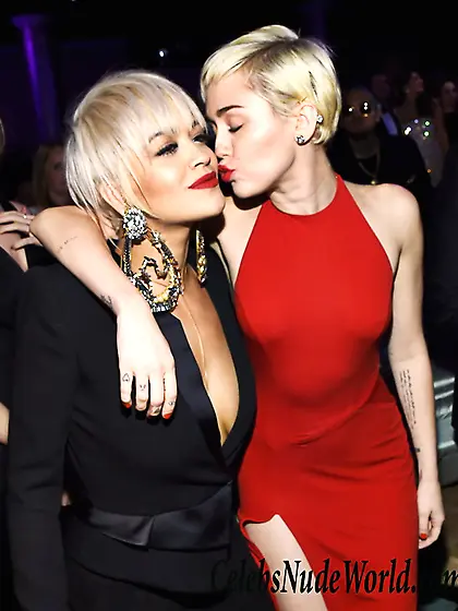 Miley Cyrus Braless Pokies and Possibly Pantyless At The Pre Gra