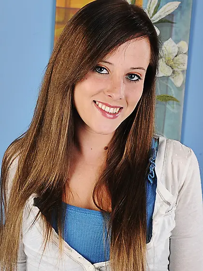 Petite kitty Callie West strips out of her tight shorts and pant