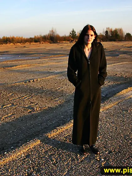 Outdoor pissing teen in black