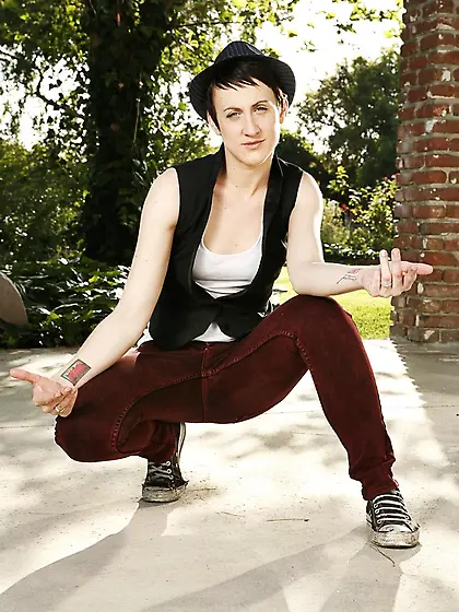 Skinny small titted brunette Dylan Ryan with short hair shows he