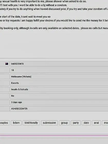 Melbourne sex worker @blazebunnyx @daniellaaagra
