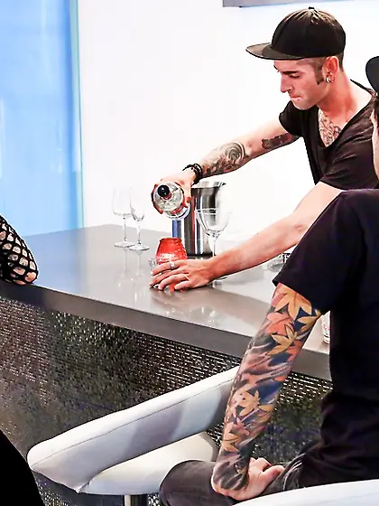 Hot brunette with blue eyes fucked hard at...