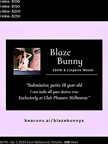 Melbourne sex worker @blazebunnyx @daniellaaagra