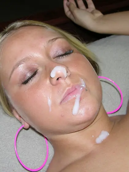 PRETTY FACE MESSED UP BY BLOWN OUT CUMSHOT