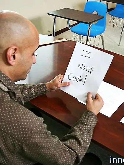 Naughty brunette schoolgirl teacher