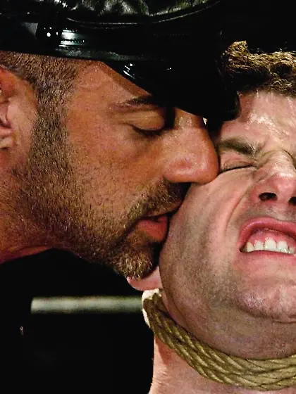 Muscular master leather torturing