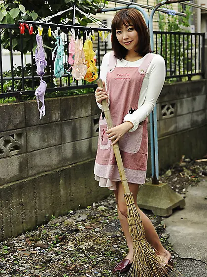 Horny Eastern young woman tired of household chores and trades i