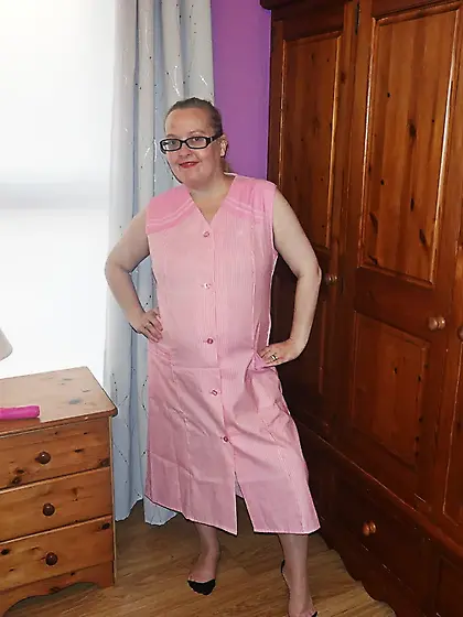 nylon stockings and suspenders with smock