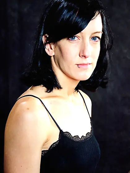 Skinny brunette stockings face