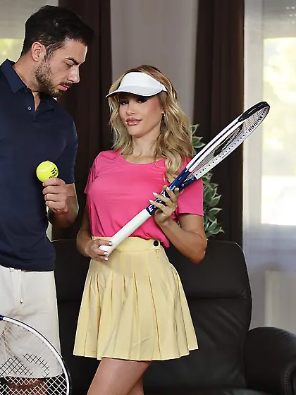 Blonde tennis slut Maya Rose gets her butthole demolished