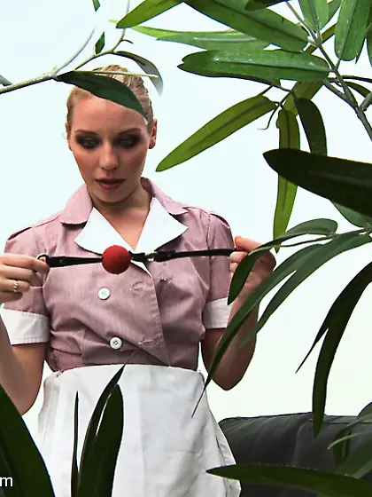 Blindfolded bondaged blonde hard