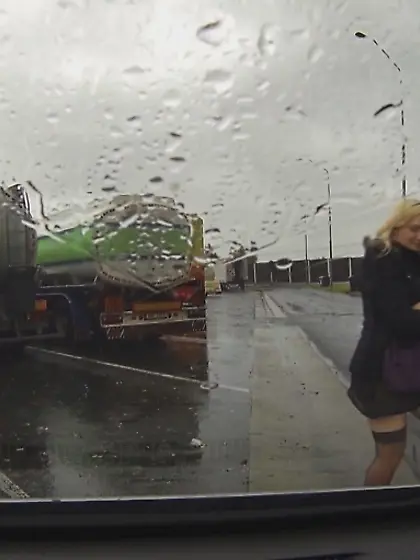 Lil-bit chubby blonde stockings