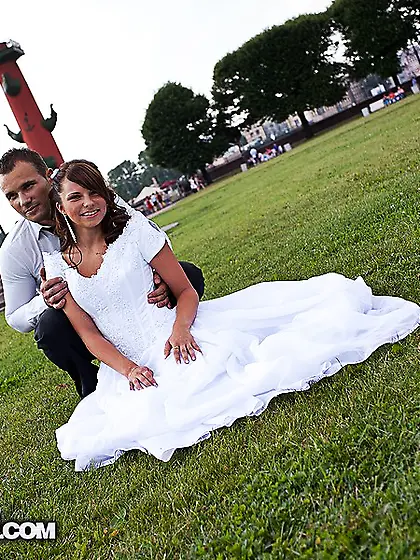 Bride's gangbang is going to have her cumming again and again