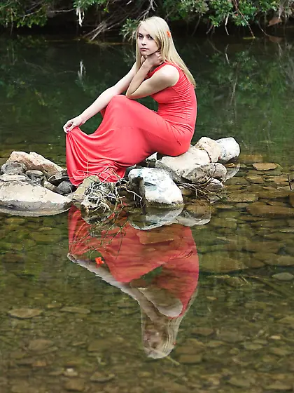 Gorgeous blonde loves posing outdoors and is ready to reveal tit