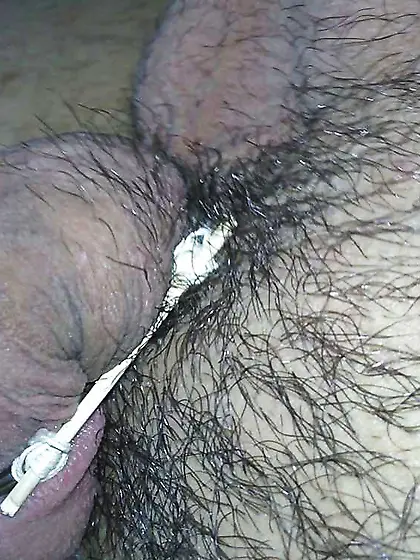 My man meat pent up in home made crimper