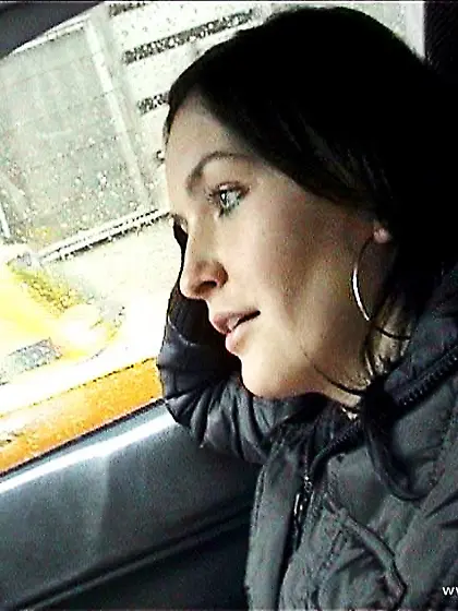 Lora Black kneels before her dominant horny lover and slurps on