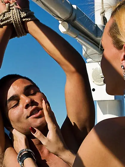 Sun bikini-clad t-girl guy